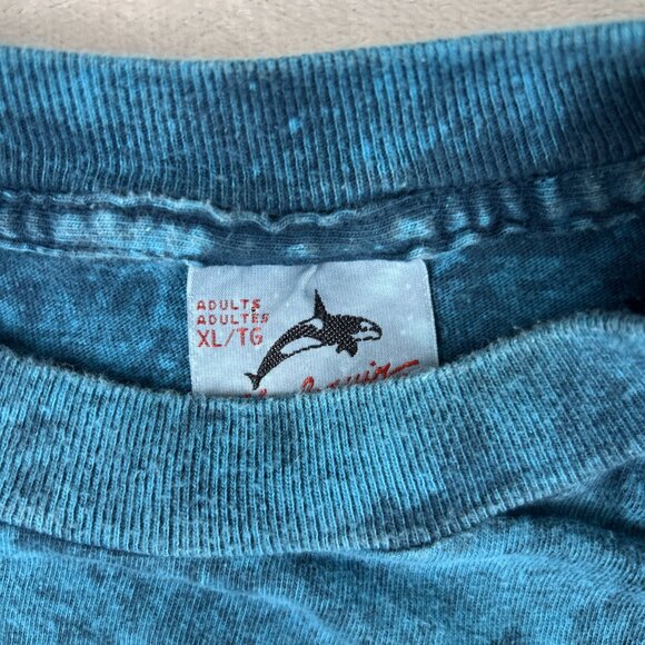 Vintage 80s-90s Wolf T Shirt XL Mens DSingle Stitch Tie Dye Blue Harlequin Brand - Picture 3 of 9